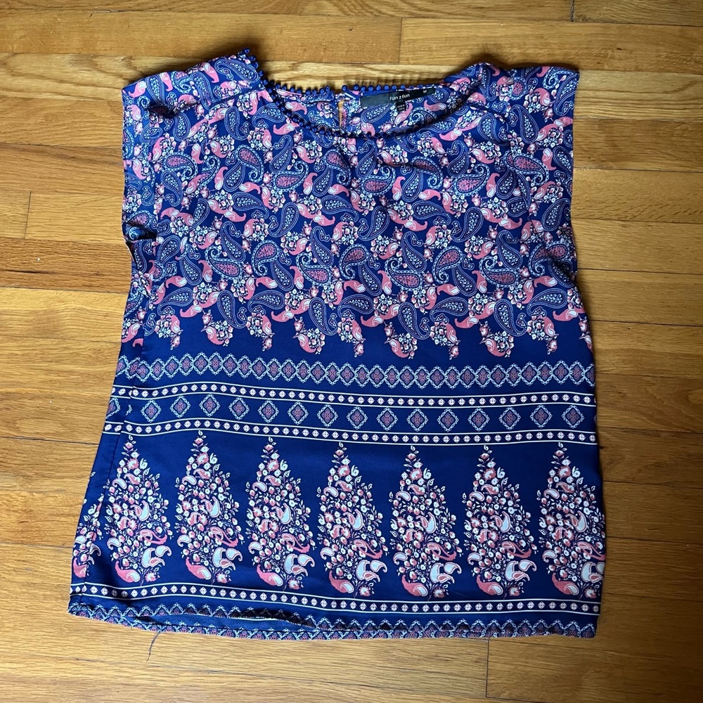 Fun 2 Fun Pink and Blue Paisley Top